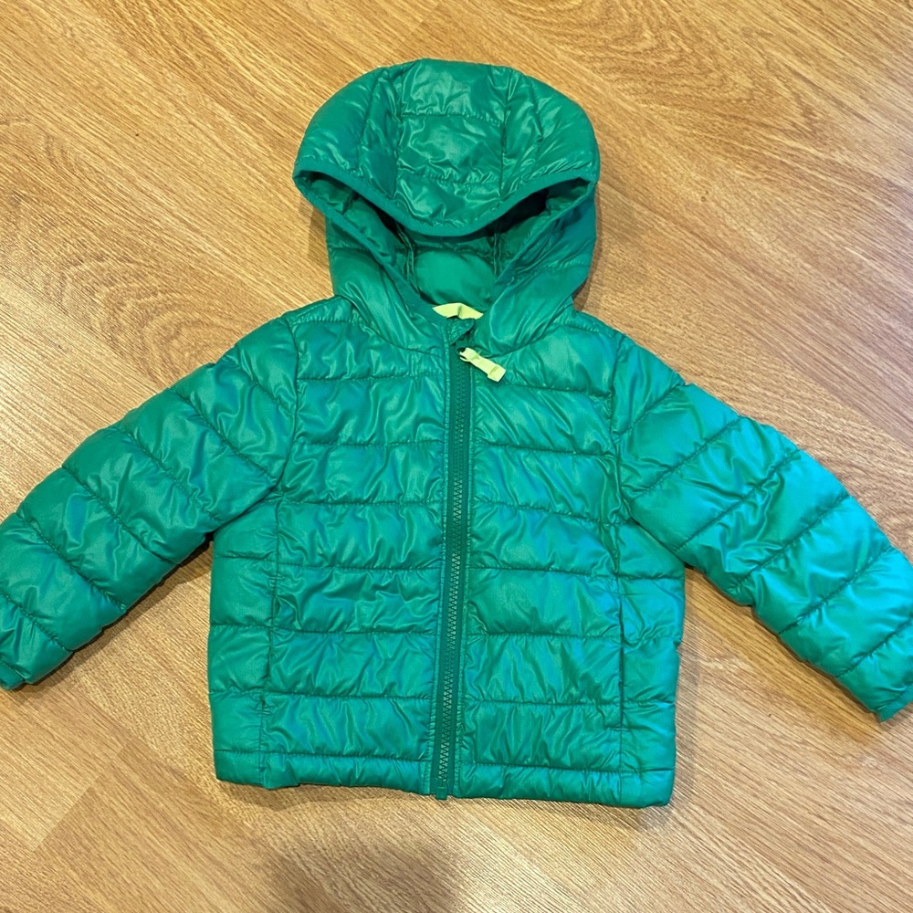 Green Puffer Jacket with Hood
